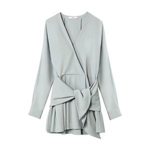 Tibi Ash Green Drape Short Wrap Dress - 6